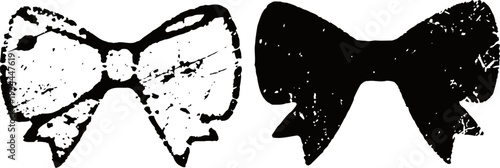 vintage distressed bow tie silhouettes in black and white isolated icons