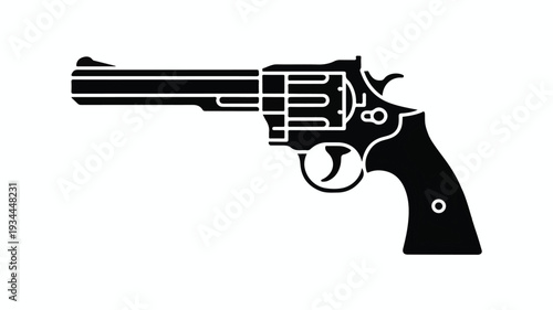 A clean vector illustration of a black revolver handgun viewed from the side, isolated on a plain background.