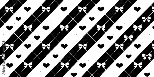 Seamless black and white vector pattern illustration featuring musical notes and clef symbols on a classical sheet music design