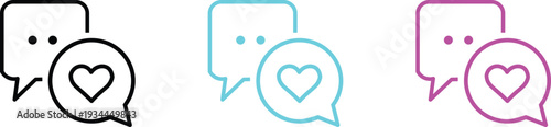 Chat Bubble with Heart Icon Set.
