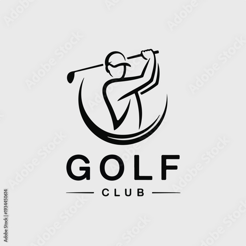 Elegant vector logo illustration featuring a golfer in action from a dynamic viewpoint