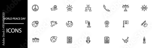 World Peace Day icons for social media and campaigns