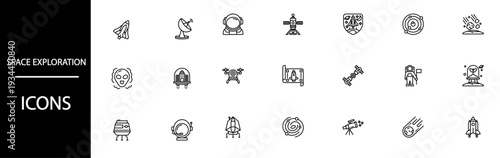 Space exploration icons for modern projects and presentations