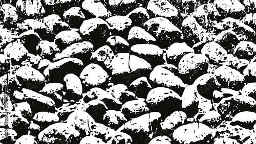 Black and white cracked rocks texture background with irregular stone surface pattern