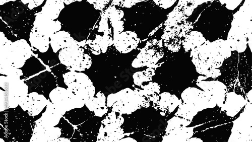 High contrast black and white grunge texture background with distressed splatters and cracks