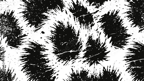 black and white ink splatter pattern abstract chaotic texture with brush strokes and random spots grunge background design