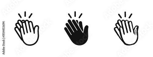 Clapping Hands Icon Set: Outline, Solid, and Doodle Styles for Applause, Celebration, and Ovation