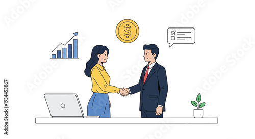 Business professionals shaking hands symbolizing a successful deal or partnership