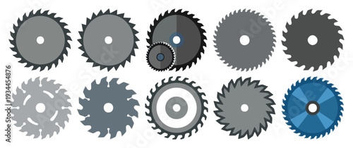 SAW BLADE - Circular steel blade with sharp serrated teeth  Flat Vector Illustration on Transparent Background