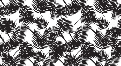 Black and white palm tree leaves pattern background design