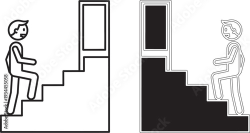 Optical illusion of staircase and people perspective