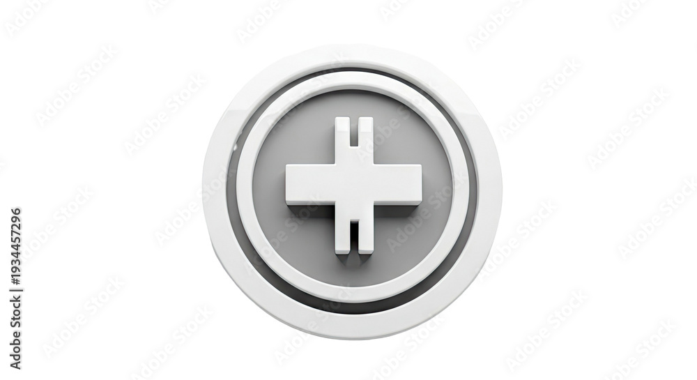 Obraz premium 3D Rendered White Plus Symbol in Circle