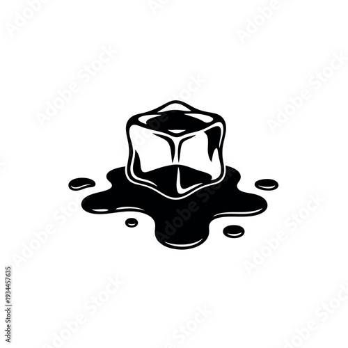 Single Melting Ice Cube Silhouette