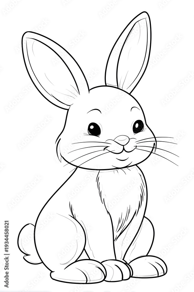 Obraz premium A cute bunny smiling coloring page.