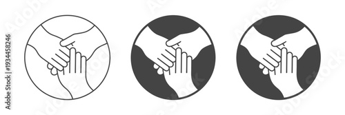 Handshake and Hand Icon Set, Representing Teamwork, Support, and Mutual Agreement in Outline and Solid Vector Styles