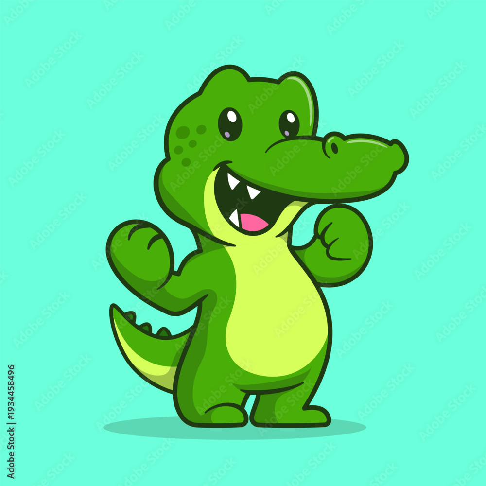 Obraz premium Cute Crocodile Standing Cartoon