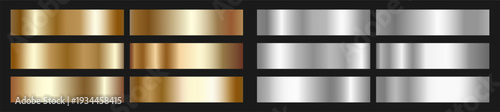 An elegant collection with gold and silver gradients.A sample of shiny, modern foil palettes with a glossy metallic sheen. Abstract vector metallic templates for modern frames, backgrounds and layouts
