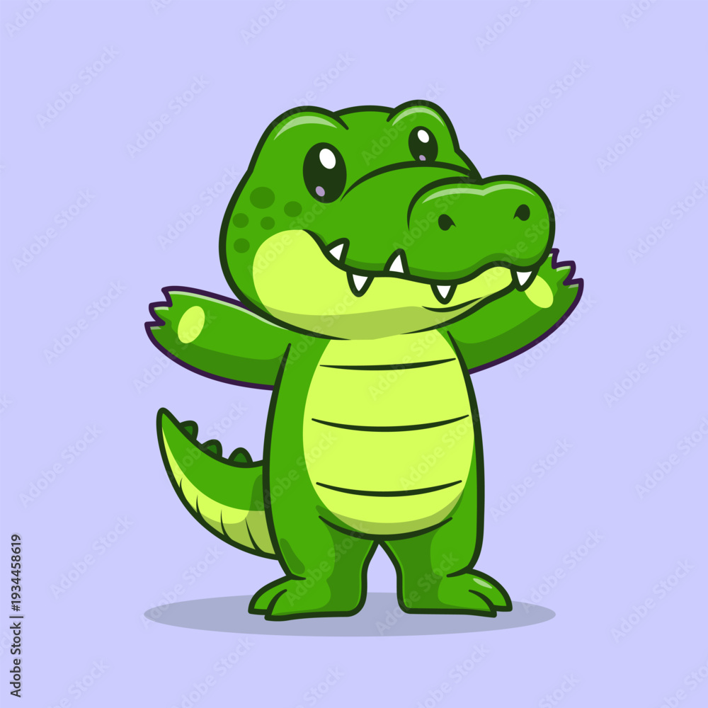 Fototapeta premium Cute Crocodile Standing Cartoon 