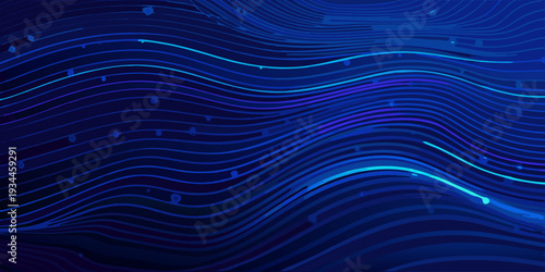 Abstract flowing lines in shades of blue create a dynamic pattern