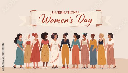 Celebrating Global Unity A Diverse Group of Empowered Women Standing Together in Solidarity and Sisterhood, Promoting Equality and Strength