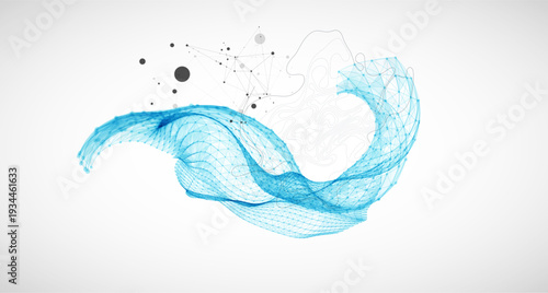 The abstract wave is made in a frame style. Template for science and technology presentation.
