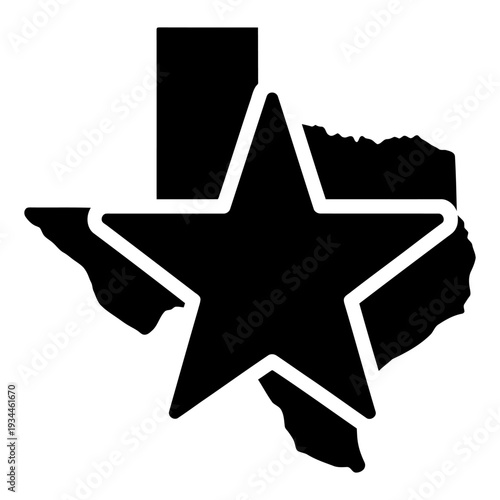 Texas State Map Silhouette with Lone Star Icon Graphic