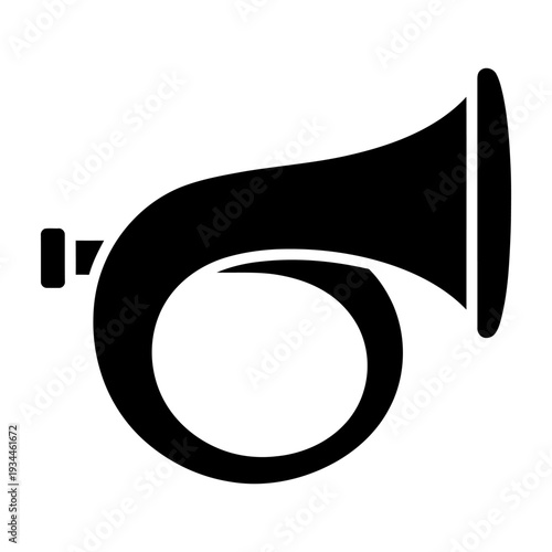 Post horn icon silhouette minimalist black vector illustration for music or mail concept