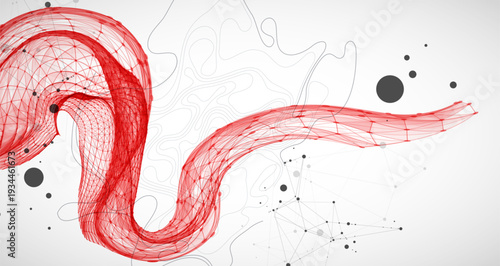 The abstract wave is made in a frame style. Template for science and technology presentation.