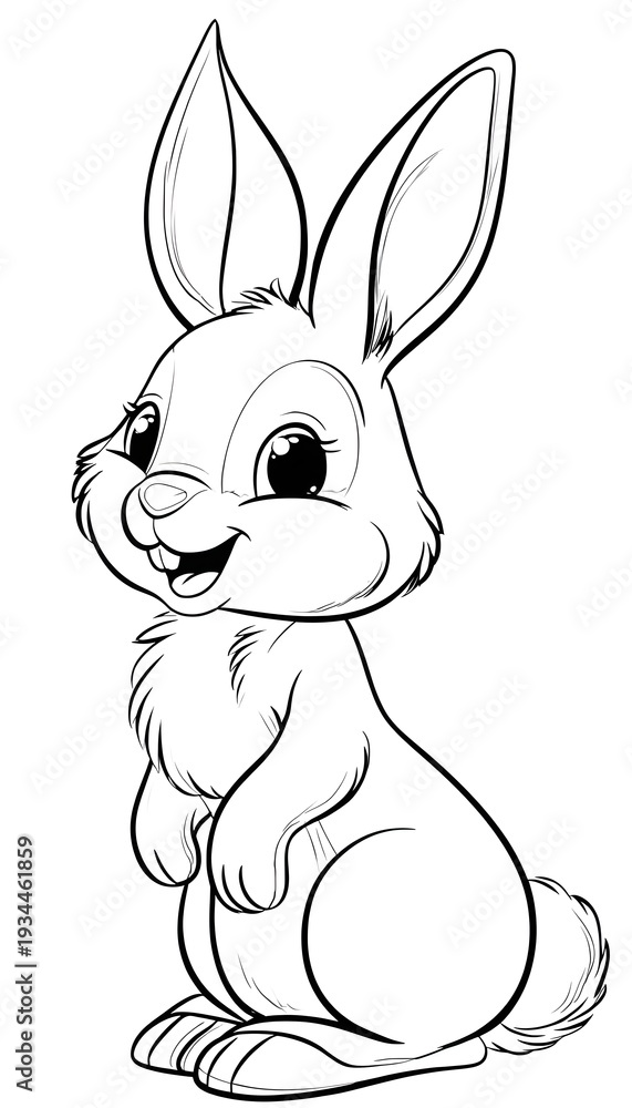 Obraz premium A cute bunny smiling coloring page.
