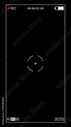 Wallpaper Mural Camera Recording Screen Overlay With Alpha Channel. Camcorder Video Camera Interface Display Black Background. Vertical Video Torontodigital.ca