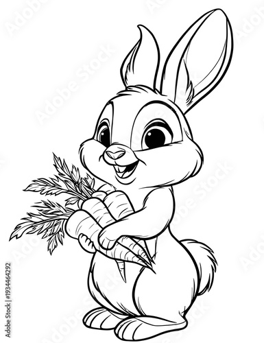 A bunny with carrots coloring page.