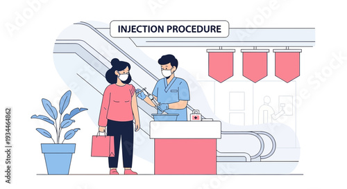 Nurse Administering Vaccine to Patient at Vaccination Center