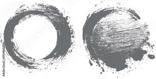 Circle grunge stamp set isolated on white. Round black grunge badge and seal collection. 