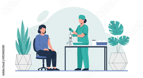 Nurse Administering Vaccine to Patient in Clinic
