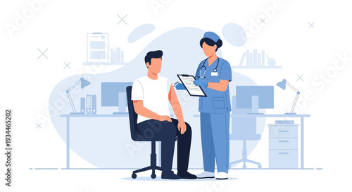 Nurse Administering Vaccine to Patient in Modern Clinic Setting