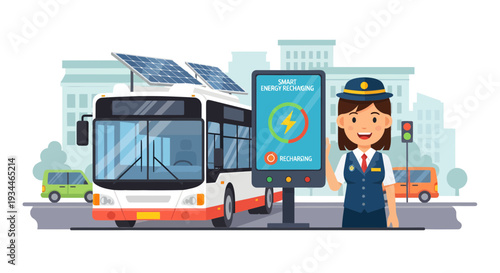 Electric Bus Charging Station with Attendant.
