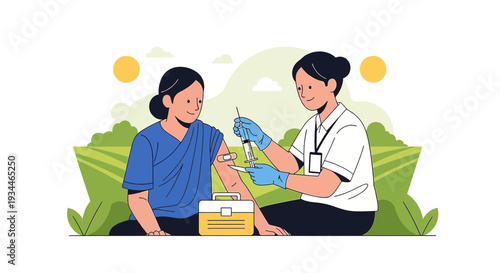 Nurse Administering Vaccine to Patient in Outdoor Setting