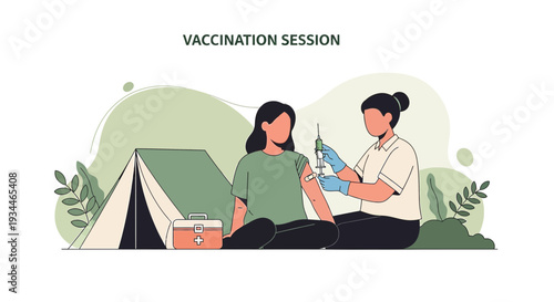 Nurse Administering Vaccine to Patient Outdoors