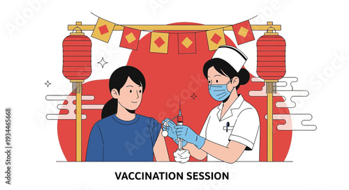 Nurse Administering Vaccine to Patient, Healthcare Vaccination Session