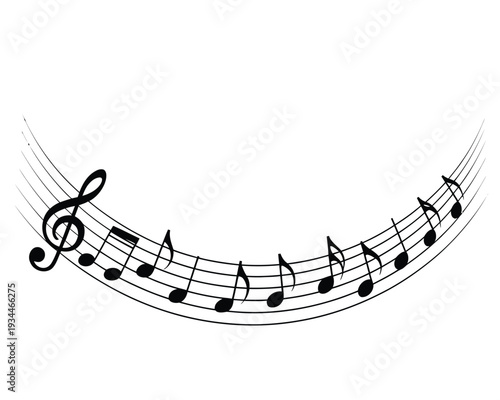Elegant curved musical staff with ascending notes in treble clef