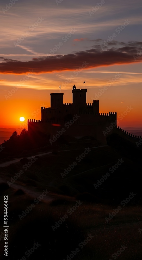 Fototapeta premium Castle Silhouette Sunset. (1)