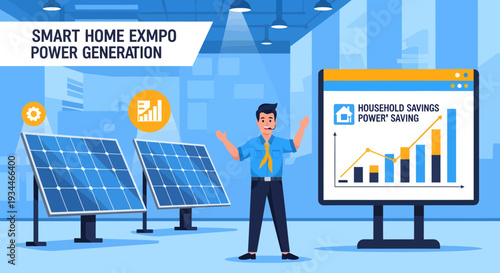 Man Standing Next to Solar Panels and Computer Screen.