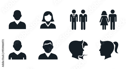 Black silhouettes of various people icons