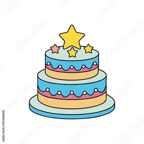 Star-decorated cake ready to celebrate labor day with joyful gatherings