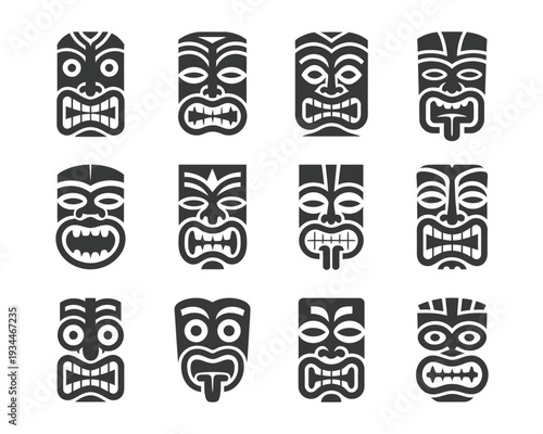 Traditional polynesian tattoo patterns and designs in black and white
