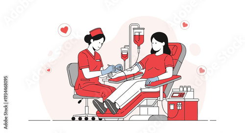 Nurse Administering IV Infusion to Patient in Medical Chair