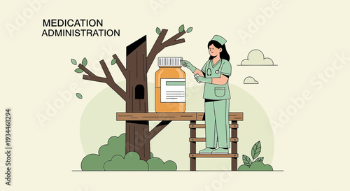 Nurse Administering Medication from Treehouse, Unique Healthcare Concept
