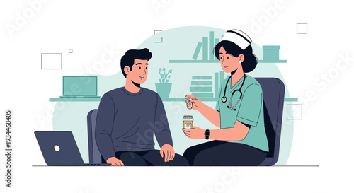 Nurse Administering Medication to Patient in Clinic