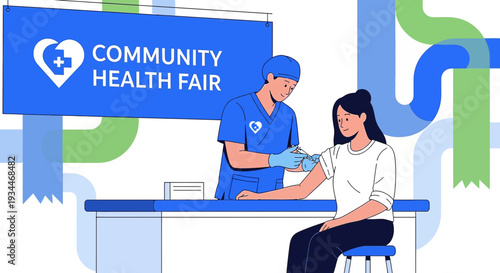 Nurse Administering Vaccine at Community Health Fair