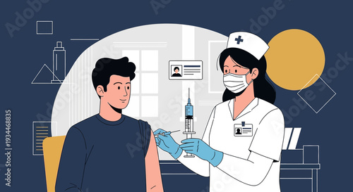 Nurse Administering Vaccine Injection to Patient